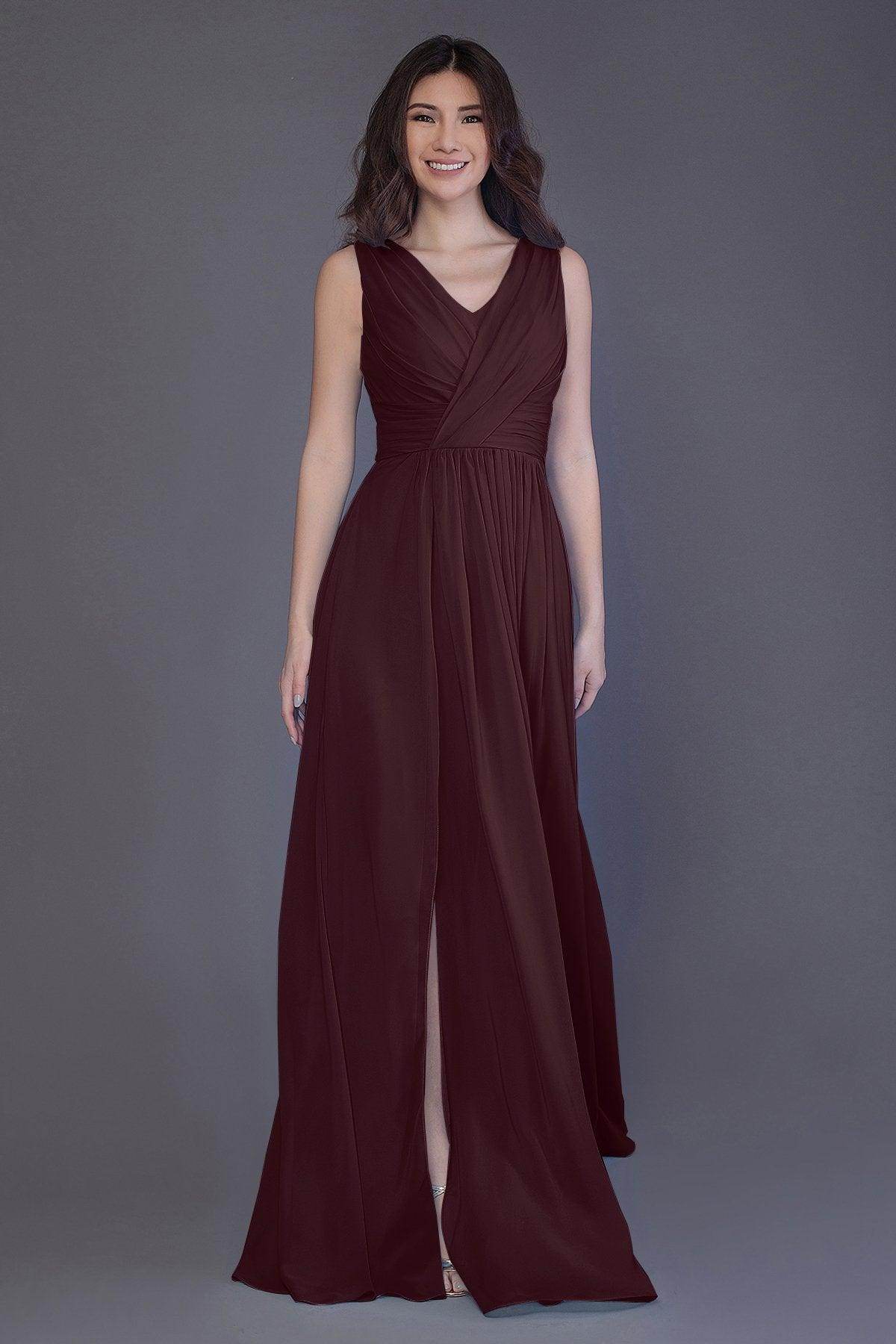 Sheath-Column Floor Length Chiffon Bridesmaid Dress PR3499 - COCOMELODY
